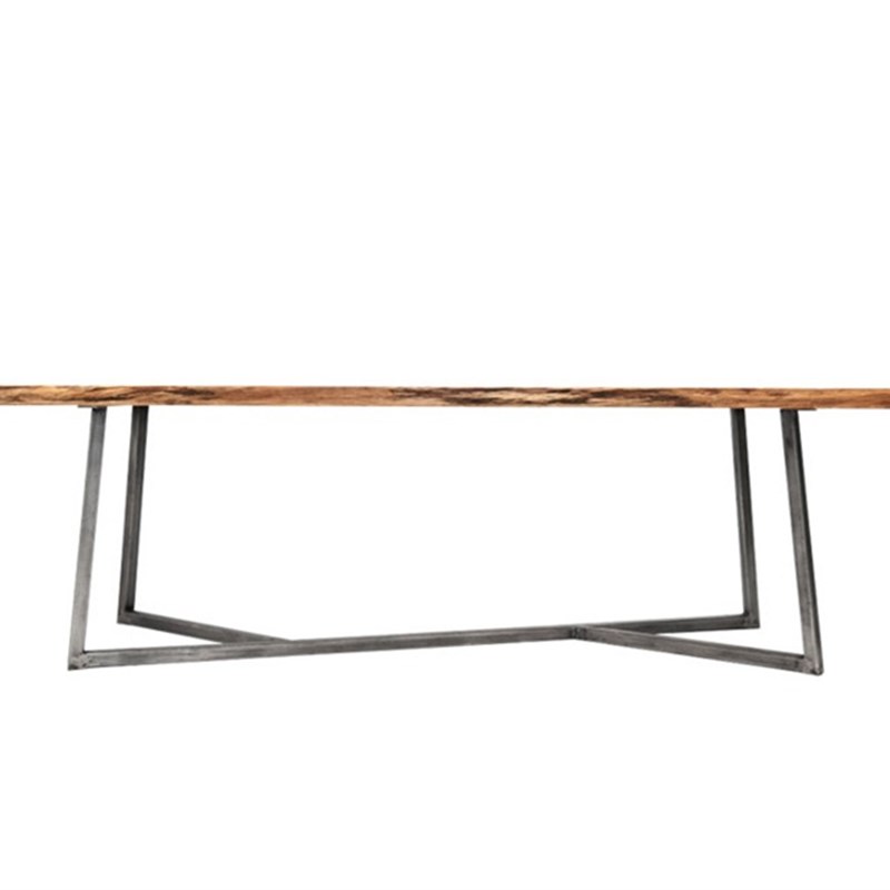 美式实木铁艺会议桌长桌简约现代培训洽谈桌椅工业风自然边办公桌