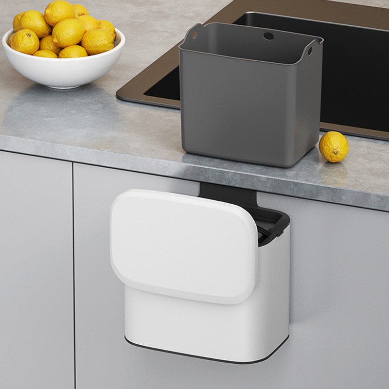 厨房垃圾桶壁挂式家用不锈钢收纳桶桌面带盖小号厕所卫生间防水