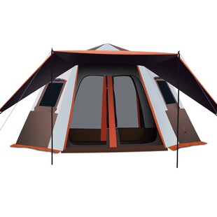 户外装备全自动铝杆双层防雨帐篷二室一厅速开野外露营多人大帐篷