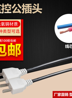 加粗带线2孔公插头1.0监控专用AC-220v公插头 交流电源线二孔公头