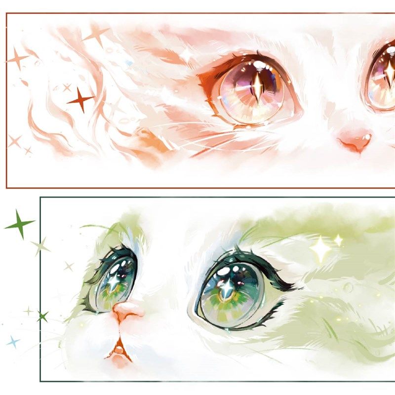 风见幸山.萌瞳pet瞳孔大背景猫咪胶带手账流麻咕砖拼贴梦幻造景