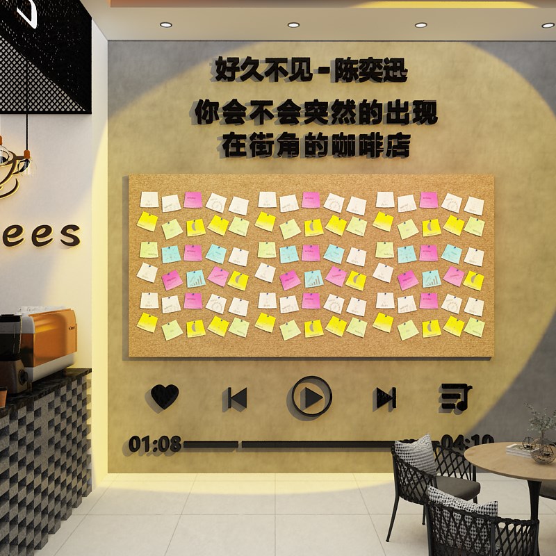歌词墙贴打造网红咖啡角装饰面贴拍照区氛围布置毛毡板奶茶店卡厅