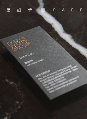 竖版黑色卡纸烫金名片 英文企业集F团公司艺术名片设计印刷制作