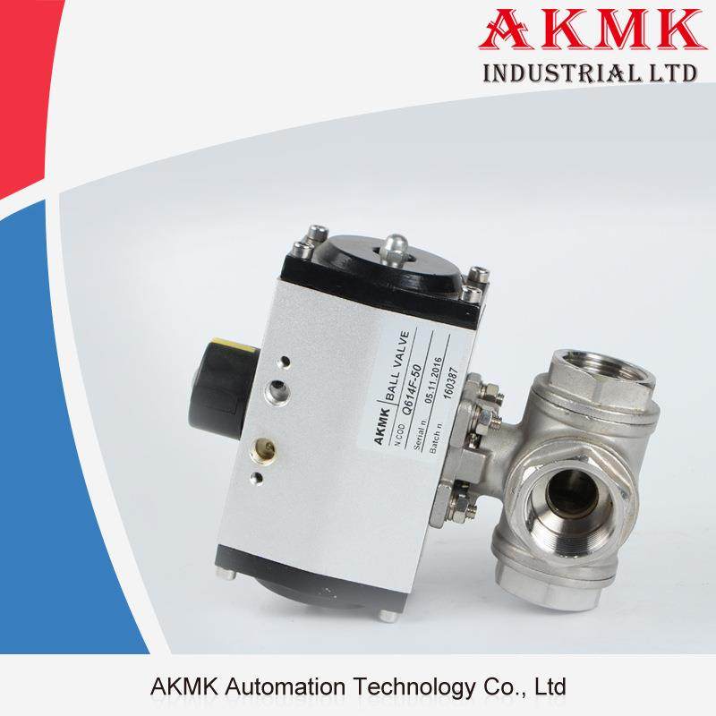 Q615F气动三通螺纹球阀1/2