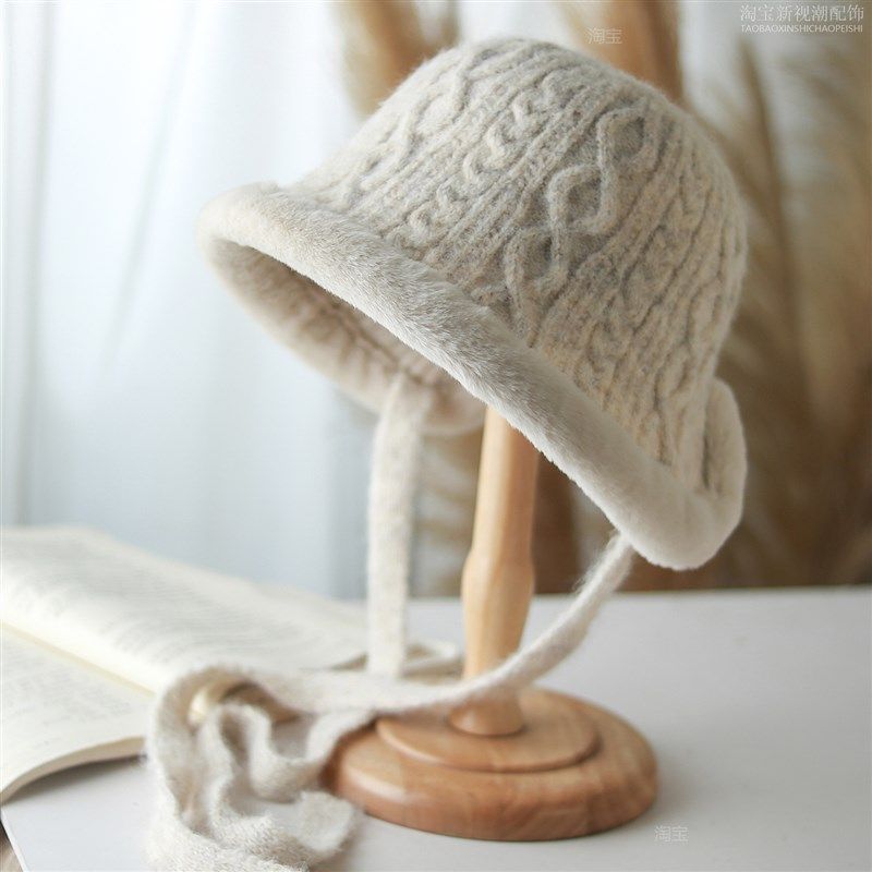 针织帽子女e护耳包头保暖帽冬季新款时尚百搭显脸小大头围保暖防