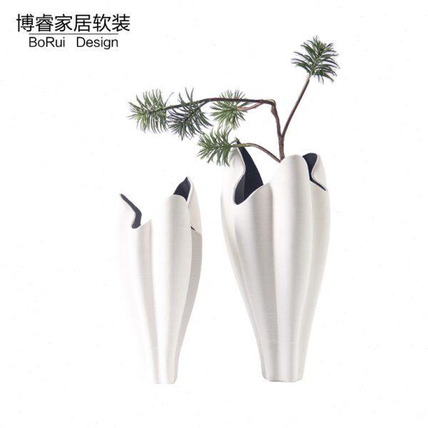 现代简约轻奢创意3D打印陶瓷花器白蓝色花瓶客厅电视柜干花插摆件