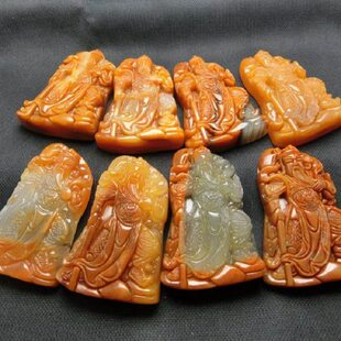 黄蜡石玉石厂关公家关公黄龙吊坠挂件玉坠玉饰品