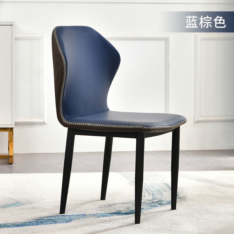 轻奢皮革餐椅家用现代简约餐桌椅子靠I背凳舒适软包欧式酒店椅