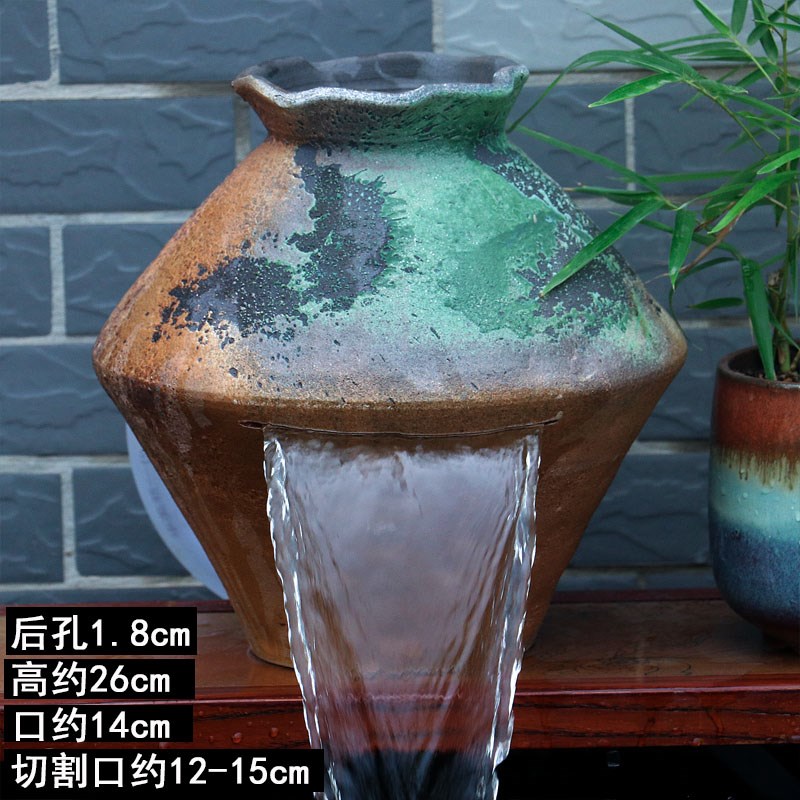 瀑布流水陶罐鱼缸过滤增氧水循A环庭院造景古法养鱼无孔水培花盆