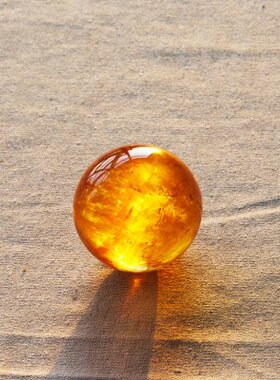 正觉水晶方解石黄冰粥球 橙色 焦糖色 冰洲石 黄水晶球摆件