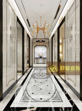 现代简约过道拼花地n砖酒店餐馆入户玄关造型瓷砖走廊拼图地板砖
