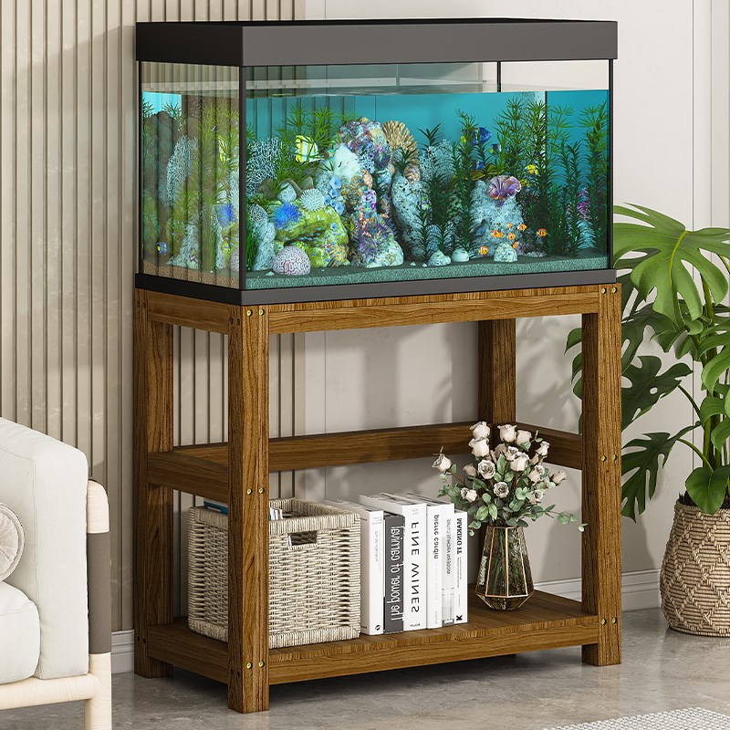 承重鱼缸架子实木客厅中小型水缸底座过滤箱承重底架放置台桌