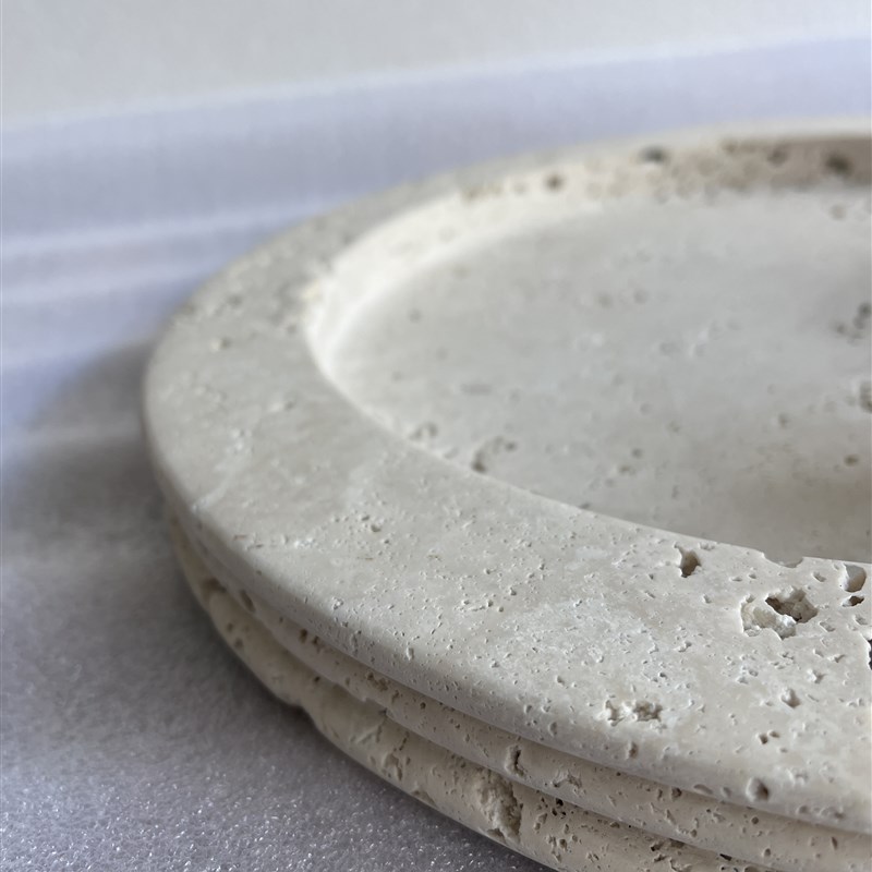 洞石托盘黄洞白洞样板间装饰摆饰天然石材样板间茶几桌面收纳摆件