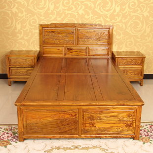 明清仿古雕花实木箱体床1.5米木制古典1.2米中式 小床小房间儿童床