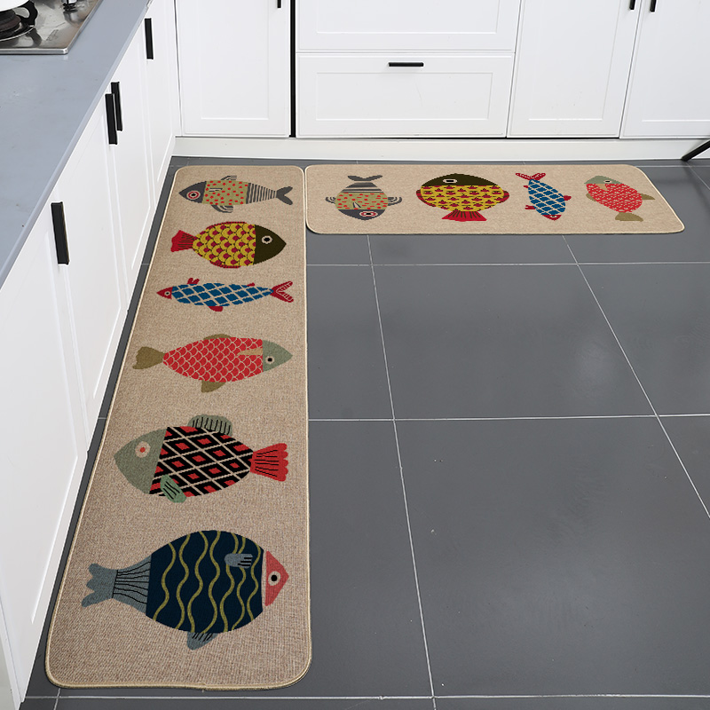 家用亚麻吸水防滑厨房垫入户门地毯门垫进门脚垫子卫生间厨房浴室