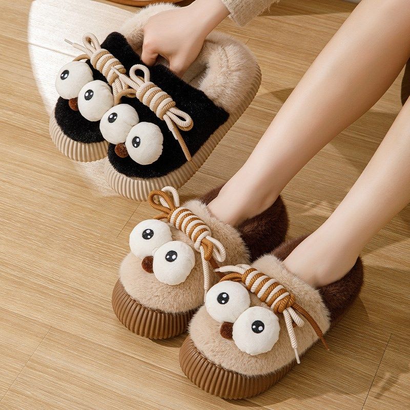 包跟毛绒棉拖鞋女士秋冬季2024新款室内家居防滑可爱厚底棉鞋外穿