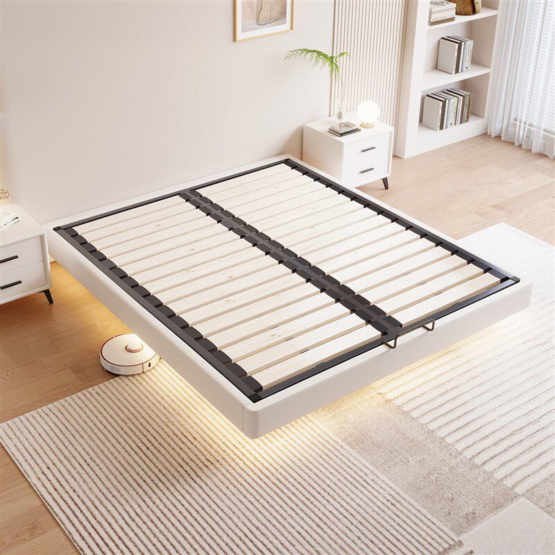 静音钢木钢架排骨架全实木无床头悬浮床可定制床架主卧双人2x2.2m