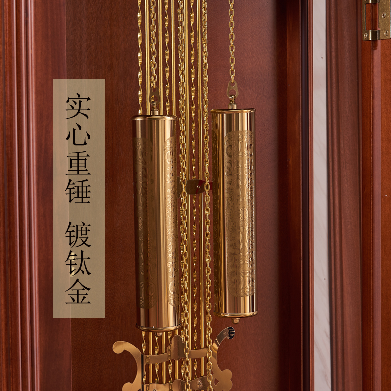 落地钟机械大座钟摆钟客厅欧式实木纯铜机芯拉链乒乓四音现代重锤