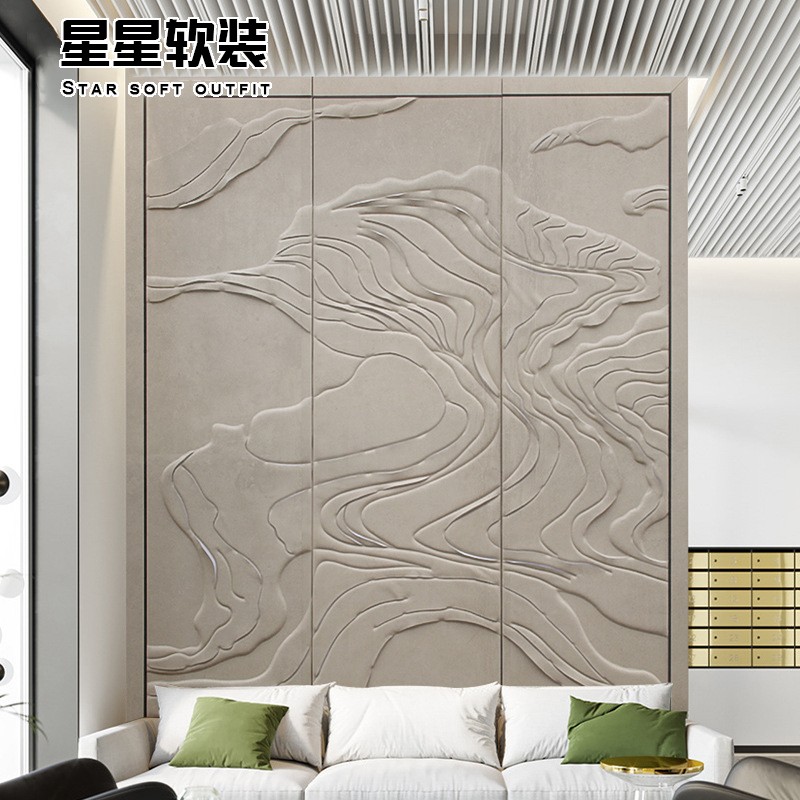 透光浮雕皮雕割雕灯箱发光整副刺绣背景墙硬包家装工装装饰定制