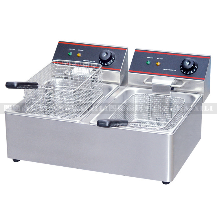 商用台式电炸炉JUSTA台式双缸双筛电炸炉EF-11L-2汉堡店炸薯条机