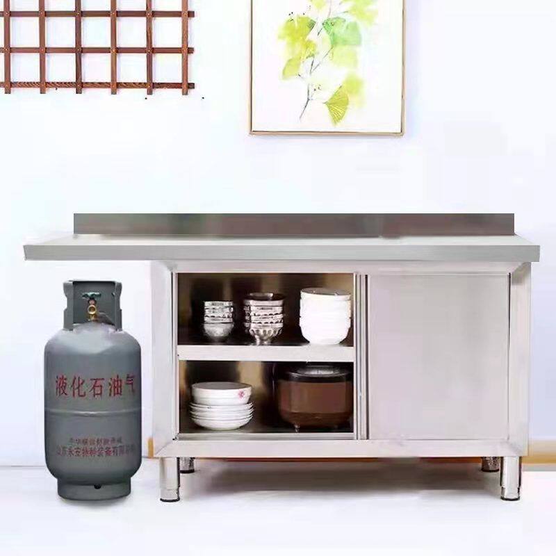 不锈钢拉门工作台打荷台操作台厨房家用橱柜煤气罐酒店工作台商用