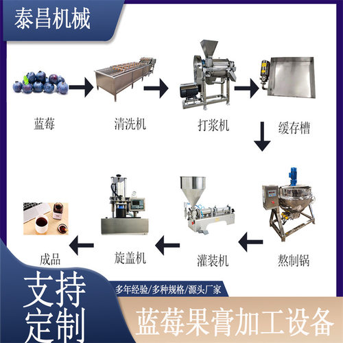 蓝莓酱加工生产线果膏加工设备果酱加工设备水果蔬菜清洗机