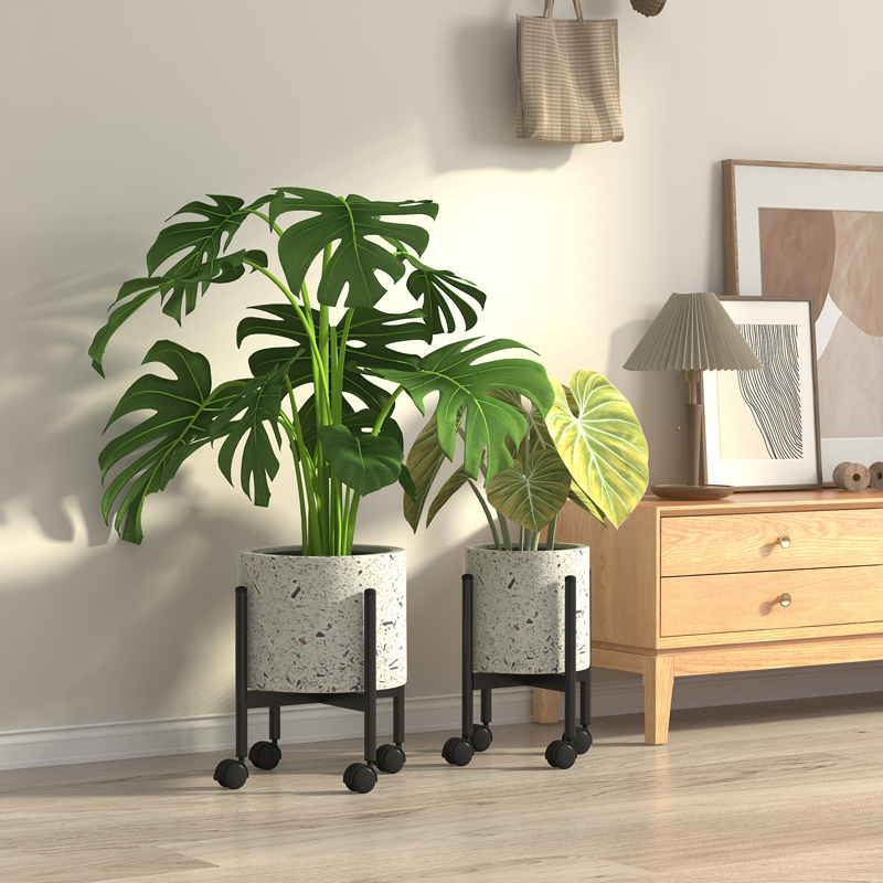 铁艺十字花架子客厅落地式t可移动阳台带轮花盆托架客厅植物摆放