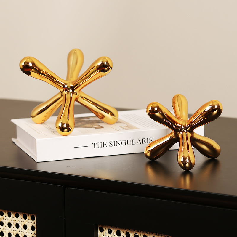 树脂抽象几何六角星摆件创意造型简约现代家居样板房间.客厅装饰