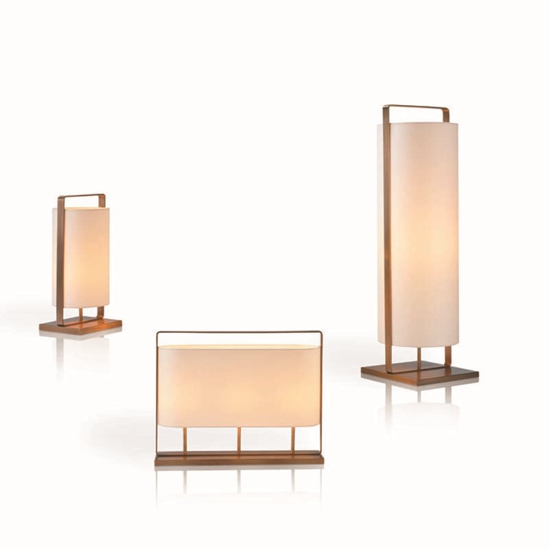 新中式铁布艺高低矮长方形台灯酒店别墅样板N房卧室床头书房茶几