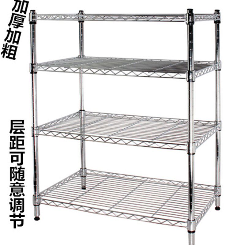 加厚承重b不锈钢大管置物架 四层金属层架适用于厨房 高承重家用