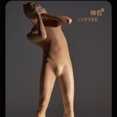 带五指手套912针油光连身袜大码 包头全身L丝袜男超薄油亮连体袜女