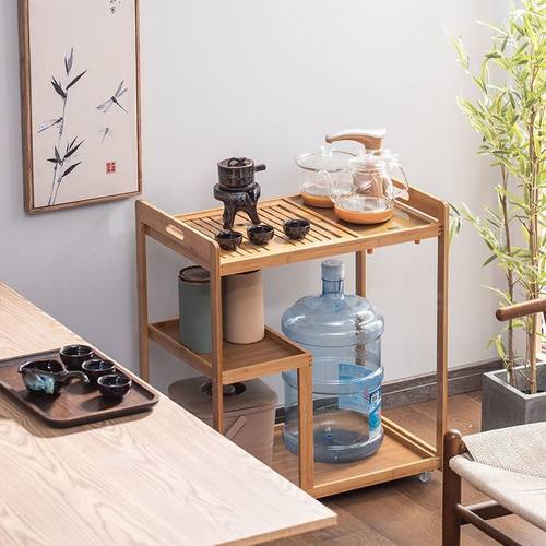 移动茶台茶车家用茶水柜实木小茶桌带轮I茶几功夫茶具套装烧水一