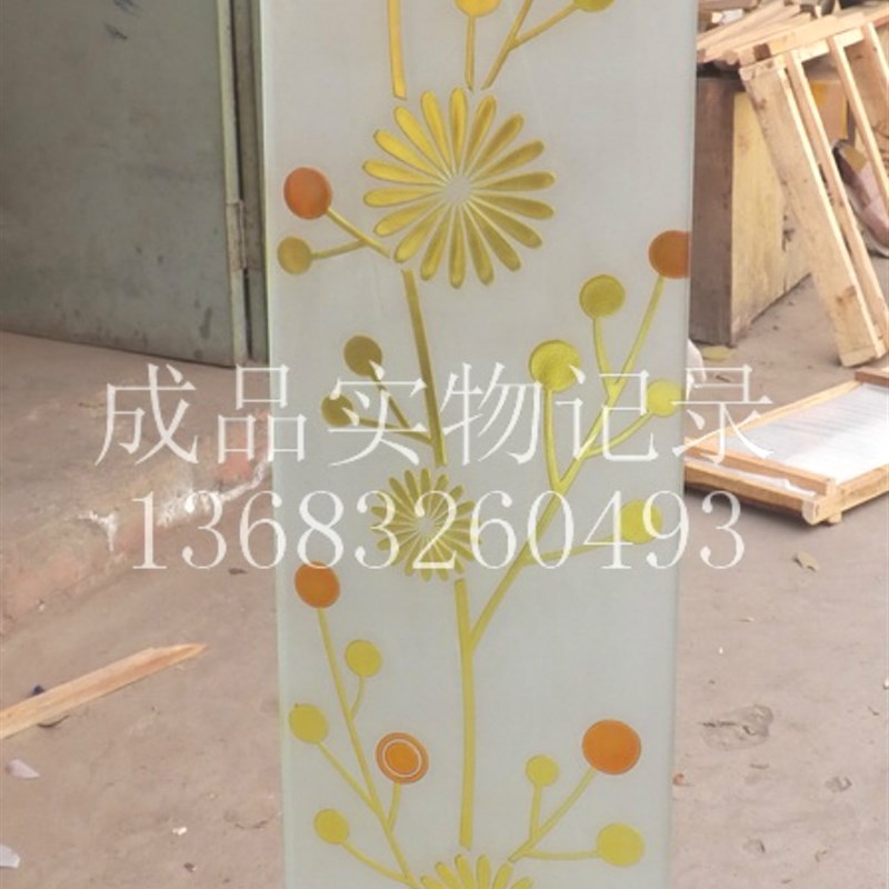 定制雕刻透光欧式大方钢化艺术玻璃简约天花吊顶灯罩门芯雅致小花
