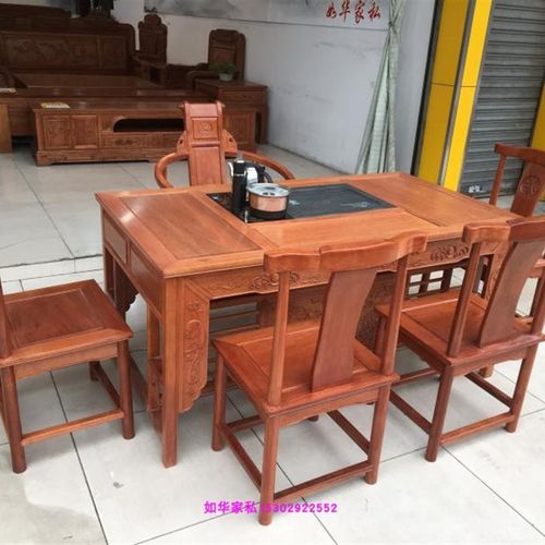 红木茶桌菠萝格木茶桌格木茶x桌茶台功夫茶配椅配茶具办公室接待