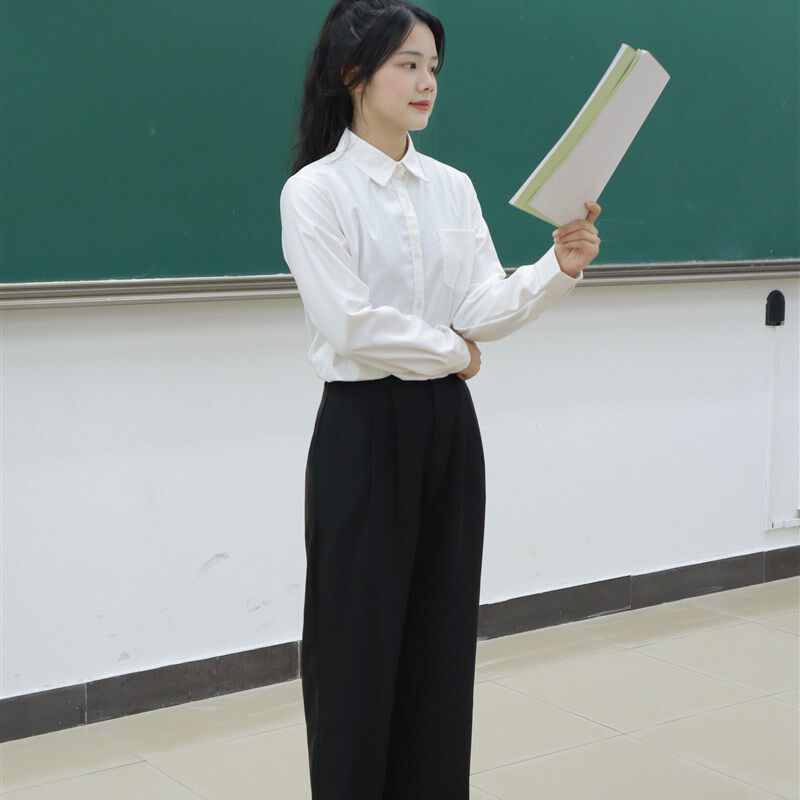 Manhar面h试衬衫套装教师公务员正装答辩比赛毕业照套装女大学生
