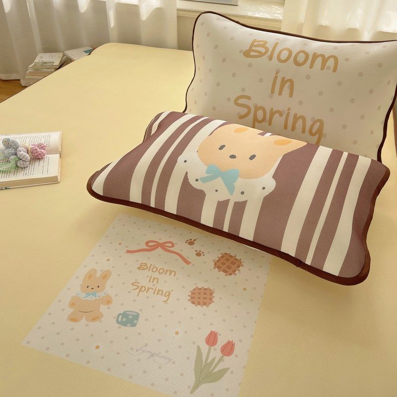 春日花兔软糯牛奶凉感丝凉席二三件套少女心裸睡空调软席学生凉席,床上用品,冰丝席,淘宝优惠券,粉丝福利购,淘宝优惠卷