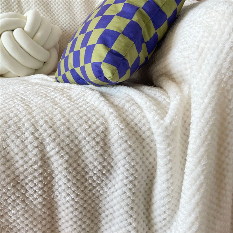 南岛宝社[不怕猫抓]多尺寸软奶白ins风奶白纯色防尘沙发罩盖布毯