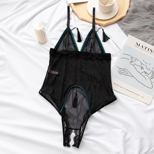 连体内衣女 小胸蕾丝胸罩三角杯聚拢O白色夏季 无钢圈文胸薄款 法式