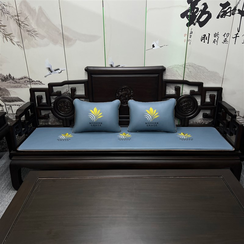 新中式红木沙发坐垫冬夏双面两用防滑防水实木茶椅垫子四季定制款