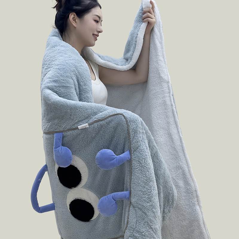 网红手提式卡通抱枕被两用加厚绒女生办公室午睡折叠毛毯汽车靠垫