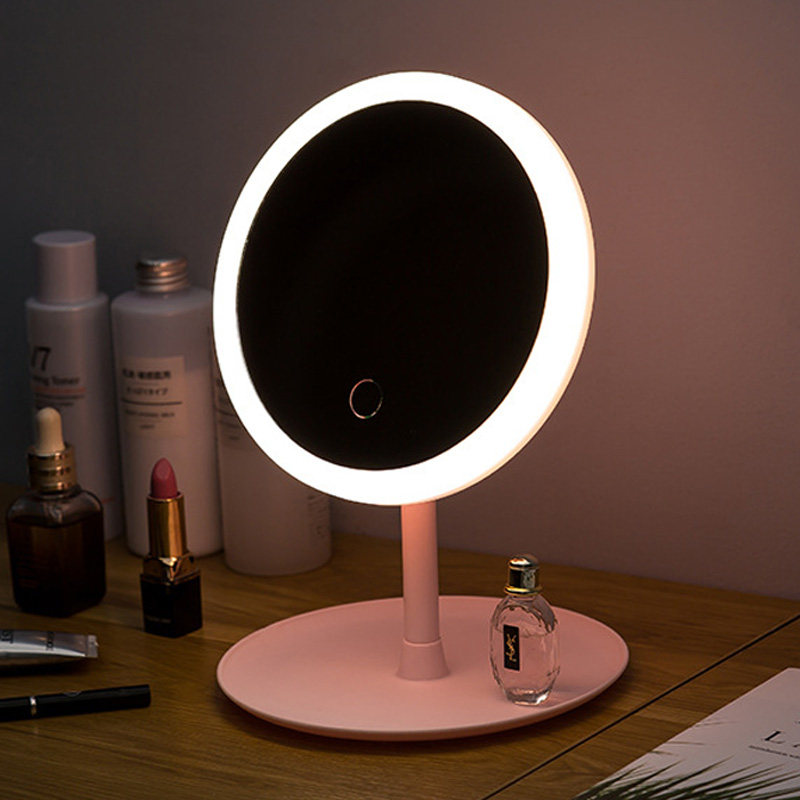 led化妆镜带灯补光宿舍桌面梳妆少女生折叠便携充电式网红小镜子
