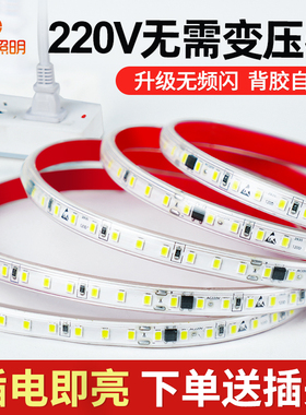 220v灯带led灯条客厅自粘酒柜货架超亮线条O灯贴片超薄防水软灯条