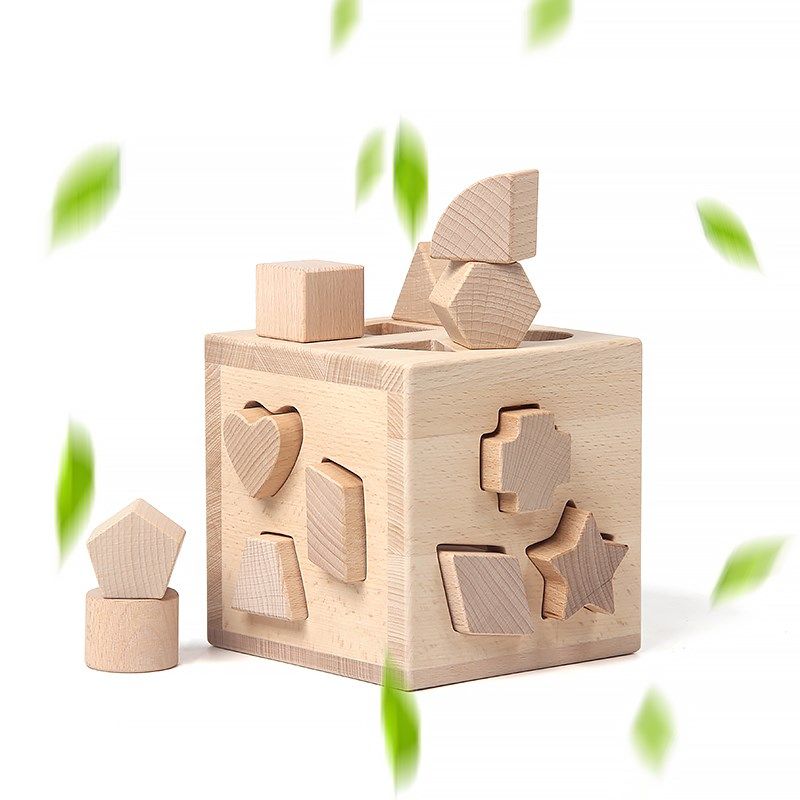 积木婴儿6个月以上可啃咬原木无漆大颗粒一岁宝宝益智拼装玩具2岁