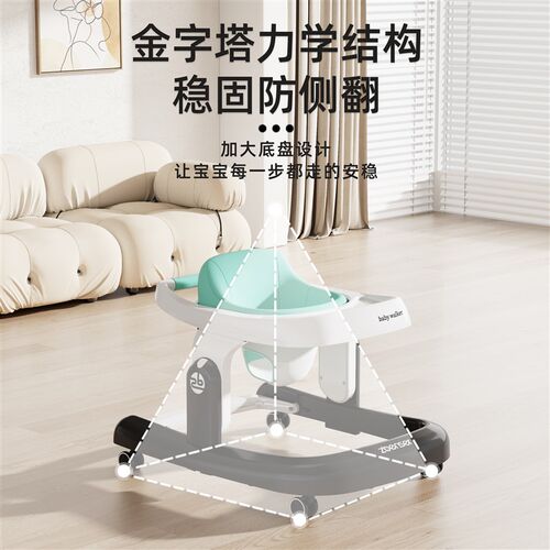 2024新款婴儿学步车助力防侧翻可折叠7-18个月宝宝学走路可坐可推