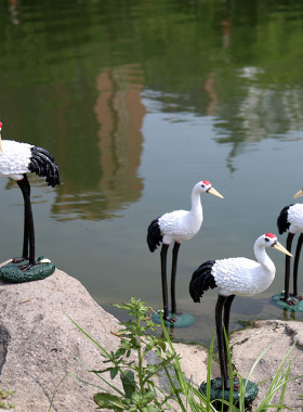 庭院装饰 花园摆件户外假山动物装饰摆件仿真仙鹤摆件丹顶鹤摆件