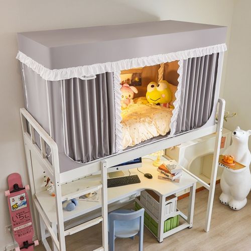 2025新款A类超强遮光防蚊学生坐床蚊帐3开门床帘学生上铺加厚支架