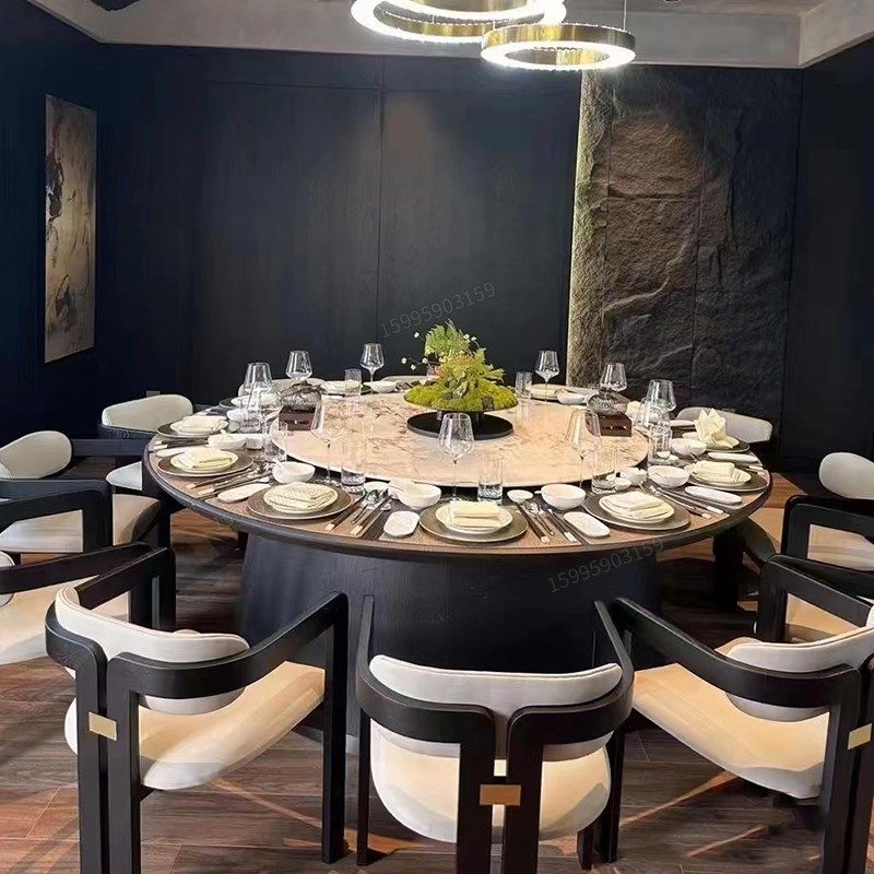 酒店餐桌大圆桌电动餐厅饭店桌子12人15人20人2米火锅桌岩板定制
