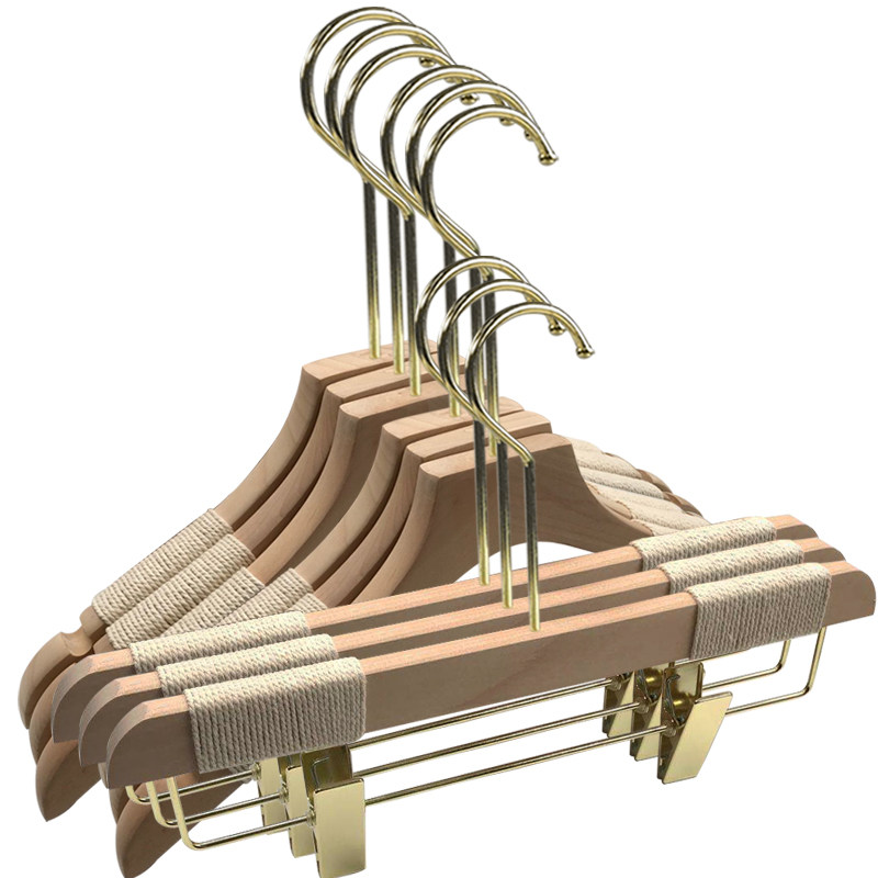 韩版捆绳防滑原木色实木衣架女服装店无痕木质衣挂撑裤架订做LOGO