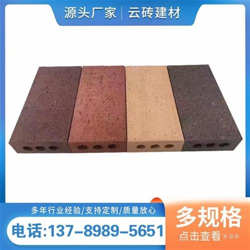 品烧结砖pc陶瓷彩红砖块陶土人行道公园街道景观清水砖路面用铺新