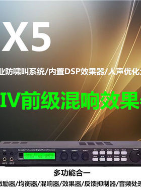 X5数字卡拉OK前级效果器专业音频处理器 防啸叫PC操工程家用会议